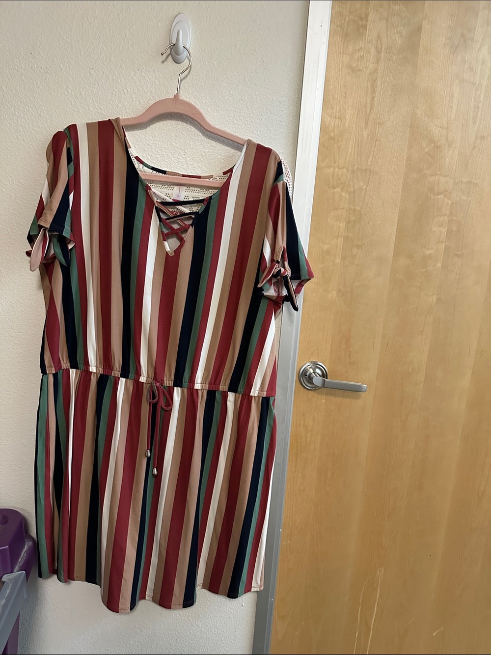 No Boundaries Multi-Stripe Short Sleeve Midi Dress